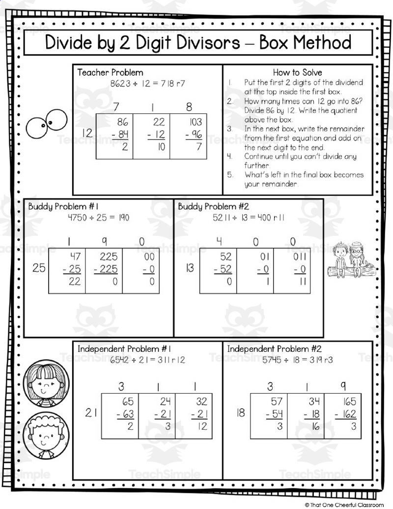 5Th Grade Division Math Notes pertaining to 5Th Grade Box Method Math Worksheet