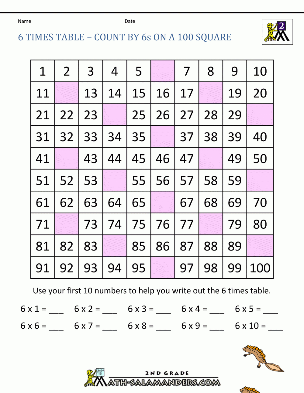 6 Times Table pertaining to 6 Multiplication Facts Worksheet