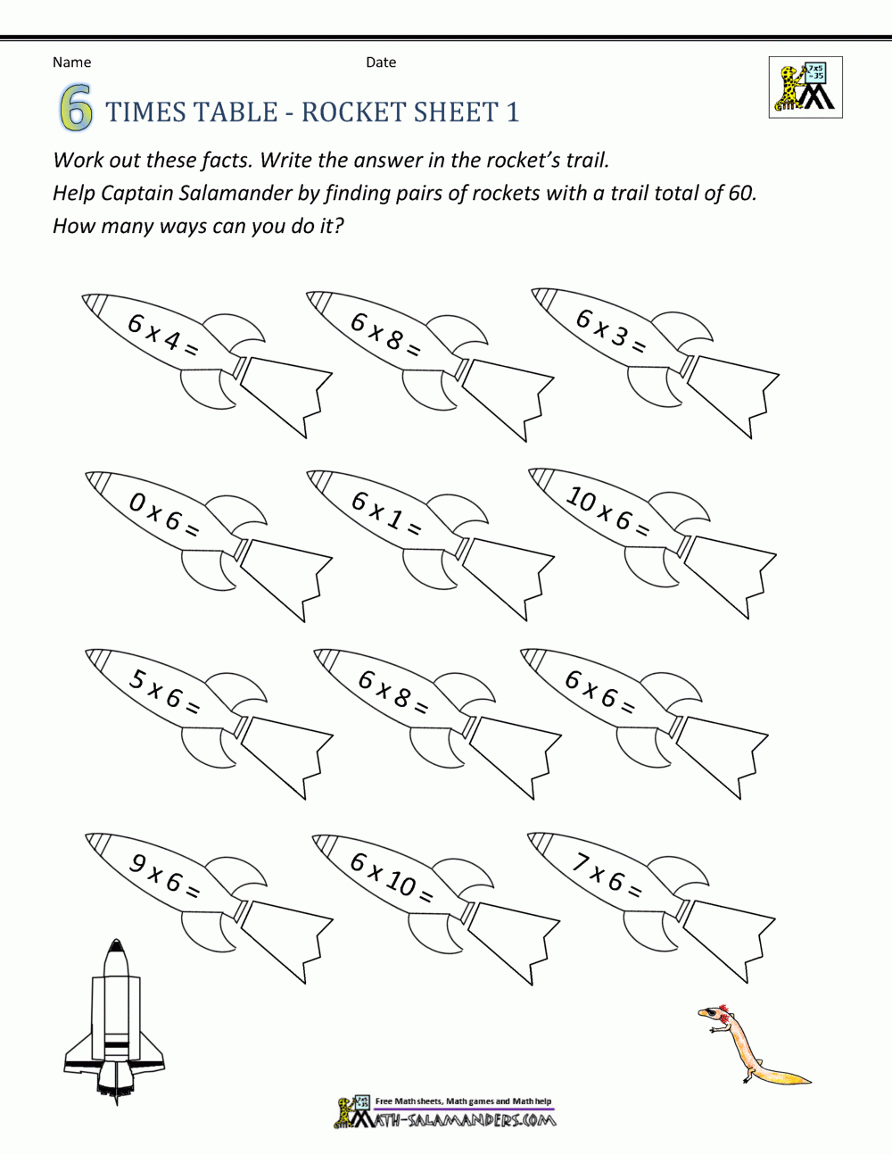 6 Times Tables Worksheets for Multiplication Of 6 Worksheets