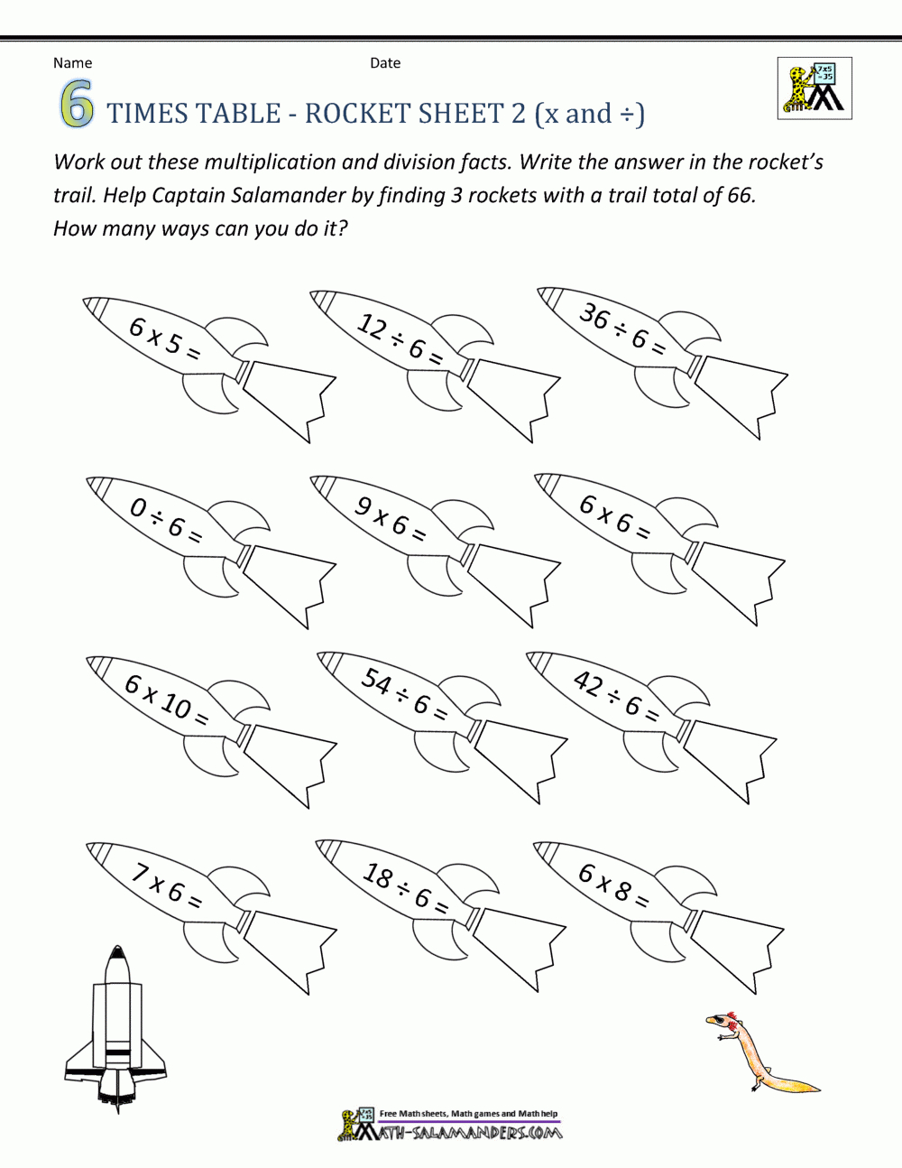 6 Times Tables Worksheets with Multiplication by 6 Worksheet
