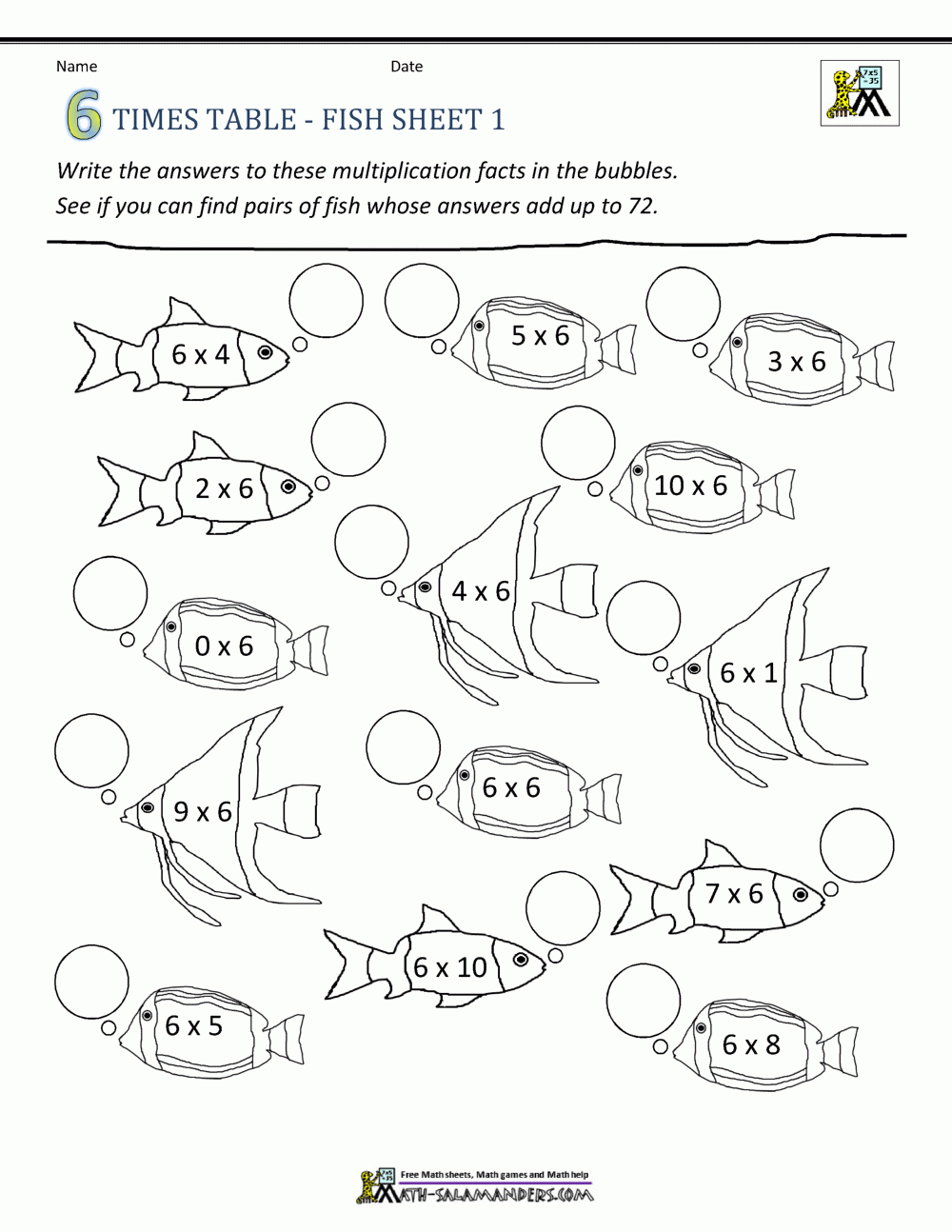 6 Times Tables Worksheets within Multiplication Facts 6 Worksheets