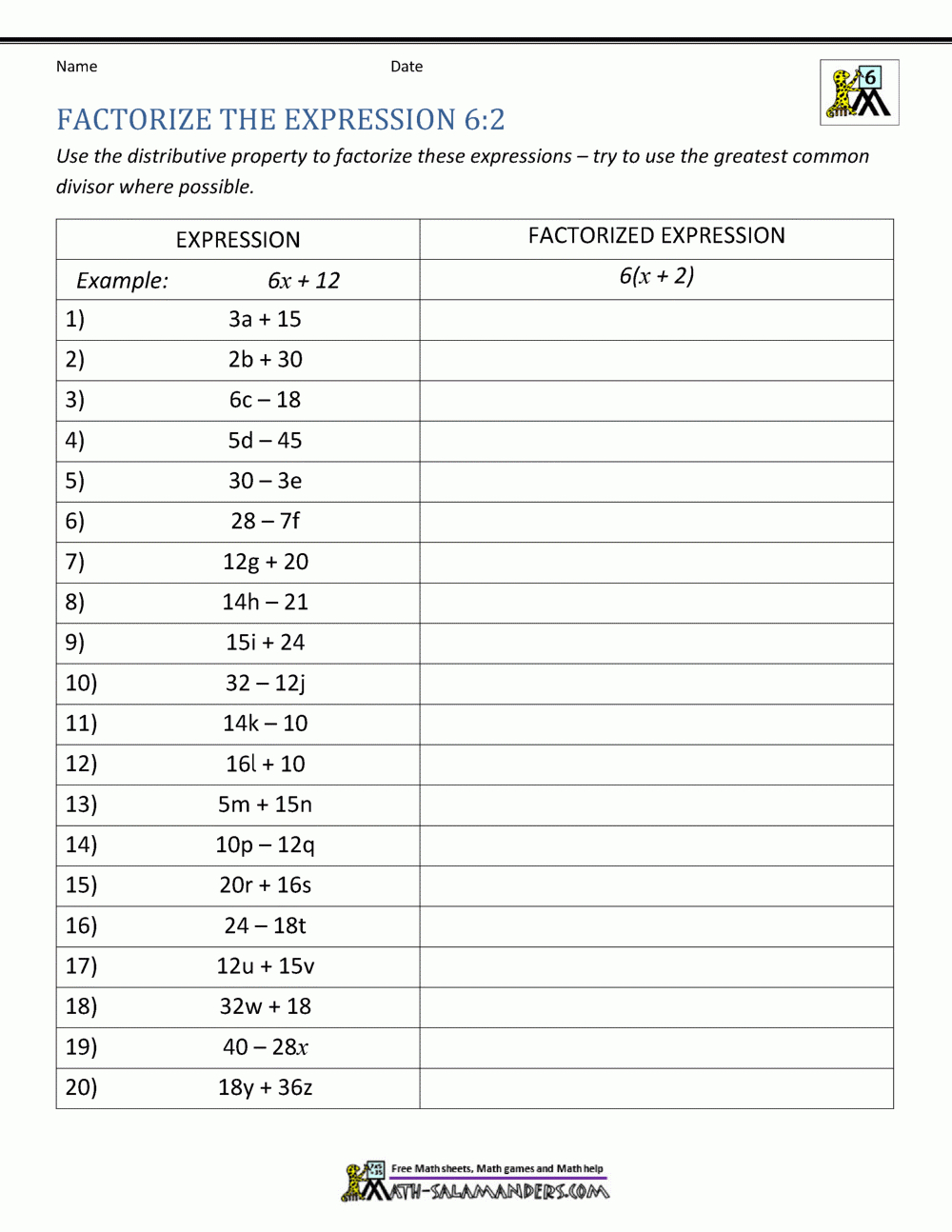 6Th Grade Distributive Property Worksheets throughout Multiplication Distributive Property Worksheet