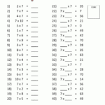 7 Times Table Worksheet Page Regarding Multiplication Of 7 Worksheet