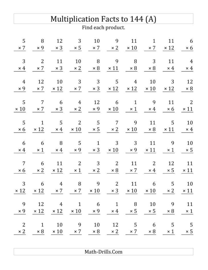 Multiplication Math Worksheets Printable