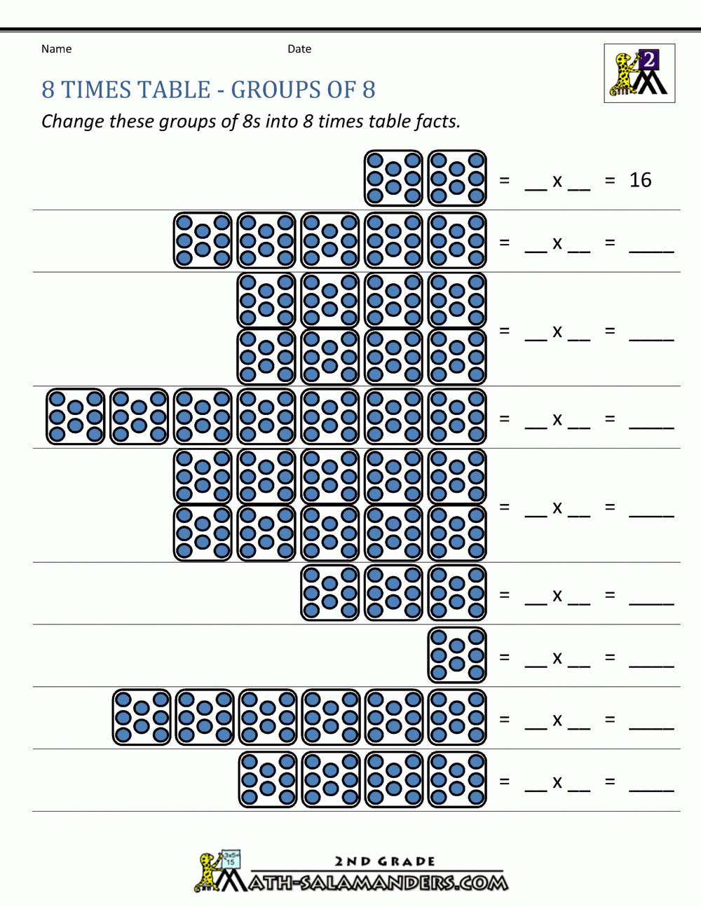 8 Times Table regarding 8 Multiplication Facts Worksheet