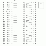 8 Times Table Worksheet Page In 8 Multiplication Facts Worksheet