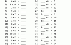 8 Times Table Worksheet Page in 8 Multiplication Facts Worksheet