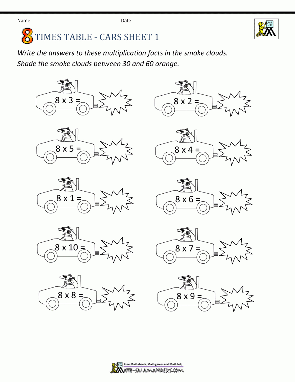 8 Times Table Worksheet Page throughout 8&amp;amp;#039;s Multiplication Worksheet