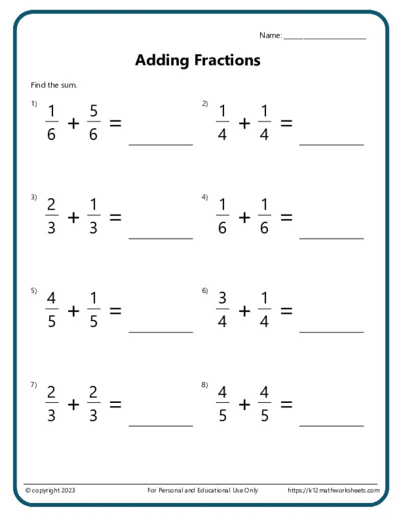 Adding And Subtracting Fractions Worksheets with Addition Subtraction Multiplication Division Fractions Worksheets