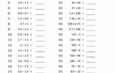 Addition Subtraction Multiplication Division Worksheets regarding Decimal Addition Subtraction Multiplication and Division Worksheets