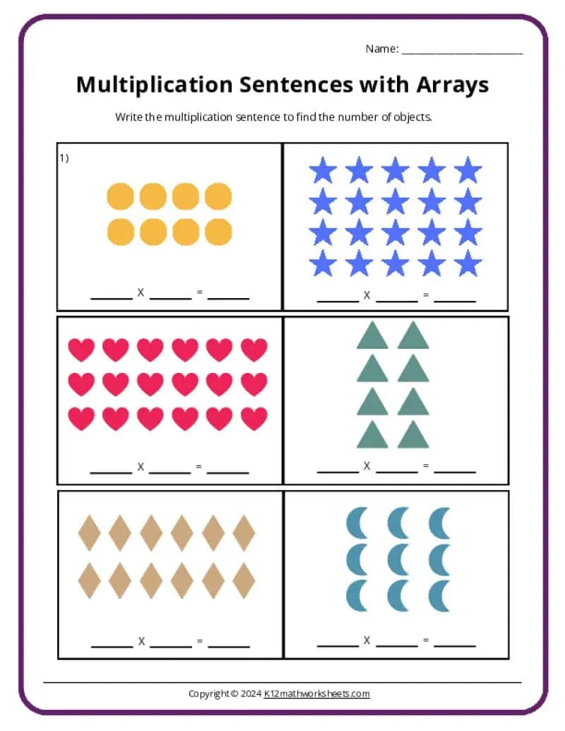 Beginning Multiplication Worksheets - An Introduction - K12 Math pertaining to Printable Multiplication Arrays Worksheets
