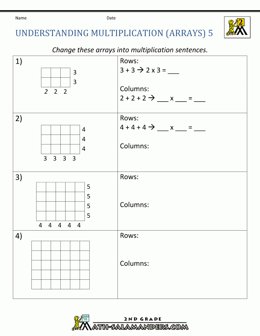 Beginning Multiplication Worksheets throughout Printable Multiplication Arrays Worksheets