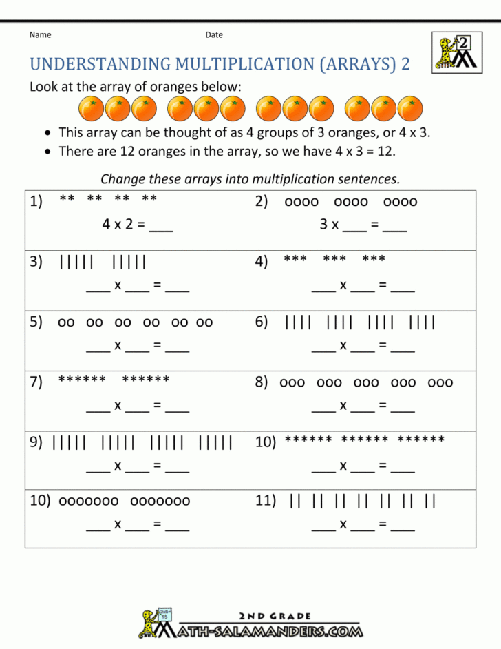 Printable Multiplication Arrays Worksheets