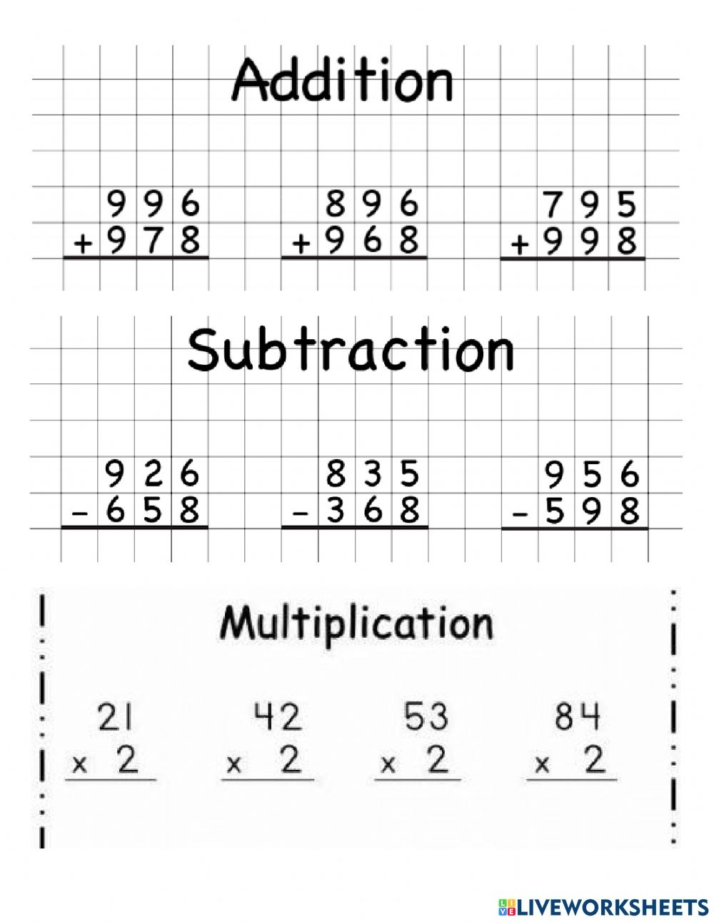 Card Games Math Worksheets Addition Subtraction Multiplication throughout Addition Subtraction And Multiplication Worksheets