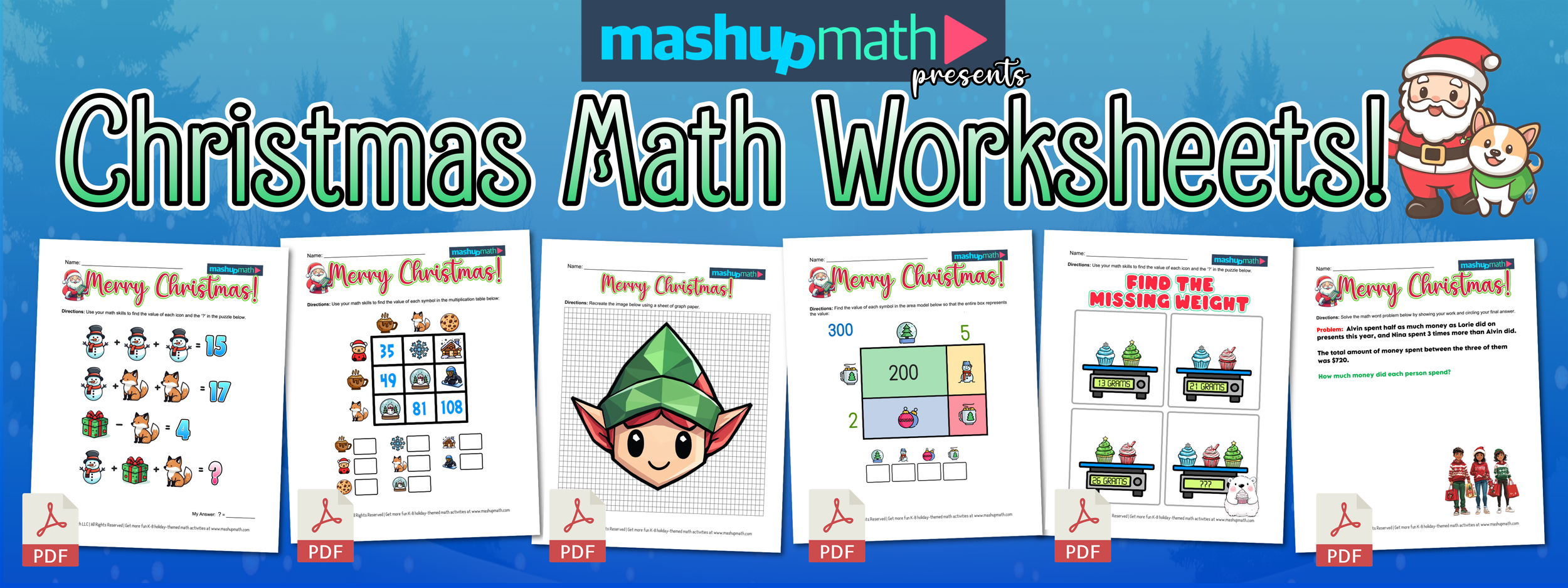 Christmas Math Worksheets For K-8—Printable With Answers — Mashup Math intended for Free Printable Christmas Multiplication Worksheets