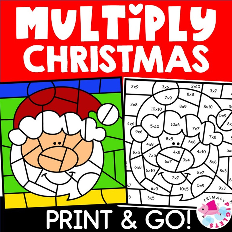 Christmas Multiplication Colornumber Code Worksheets | Made within Free Printable Christmas Multiplication Worksheets