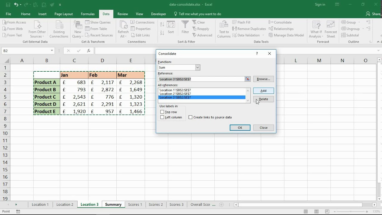 Consolidate Worksheets In Excel With Data Consolidation Tool in How To Consolidate Multiple Worksheets