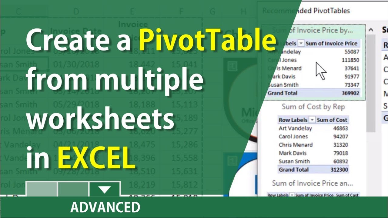 Create A Pivottable In Excel Using Multiple Worksheetschris Menard throughout Pivot Table From Multiple Worksheets