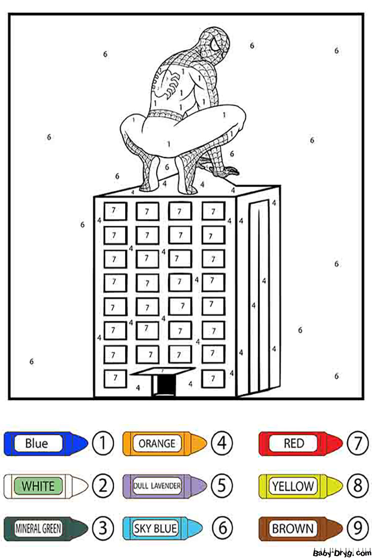 Cute Spider Man Colornumber | Colornumber Coloring Pages within Multiplication Spiderman Color Sheets