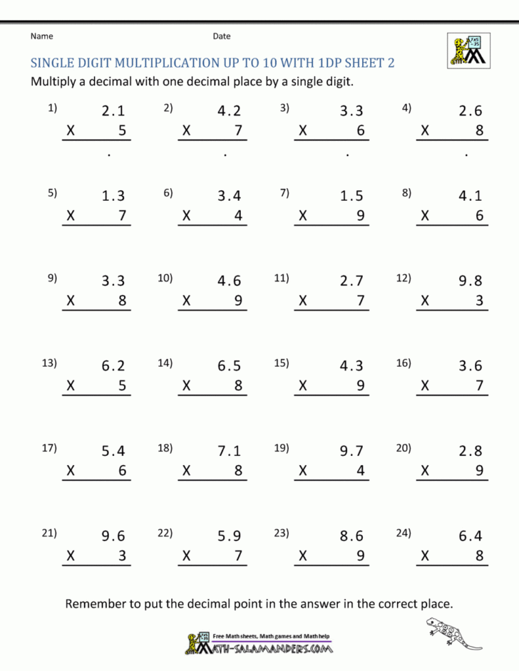Fifth Grade Multiplication Worksheets