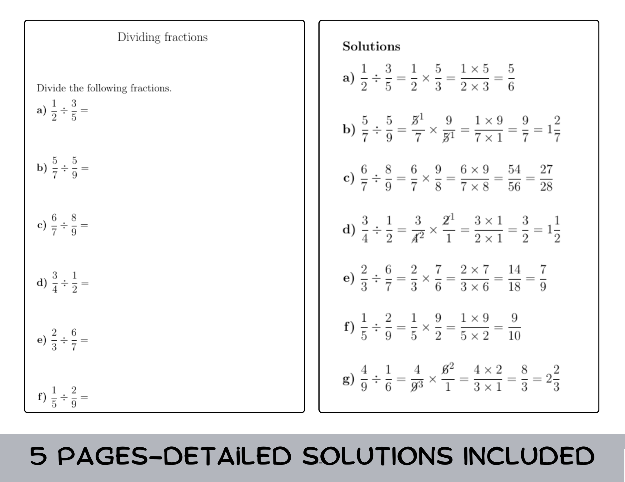 Dividing Fractions Worksheet (With Solutions) | Teaching Resources with Addition Subtraction Multiplication And Division Of Fractions Worksheets