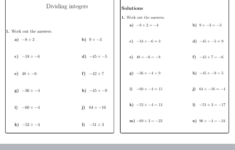 Dividing Integers Worksheet (With Solutions) | Teaching Resources pertaining to Worksheet On Multiplication and Division of Integers