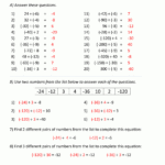 Dividing Negative Numbers With Multiplication Of Negative Numbers Worksheet