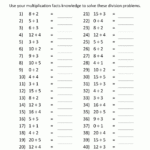 Division Facts Worksheets For Math Division And Multiplication Worksheets