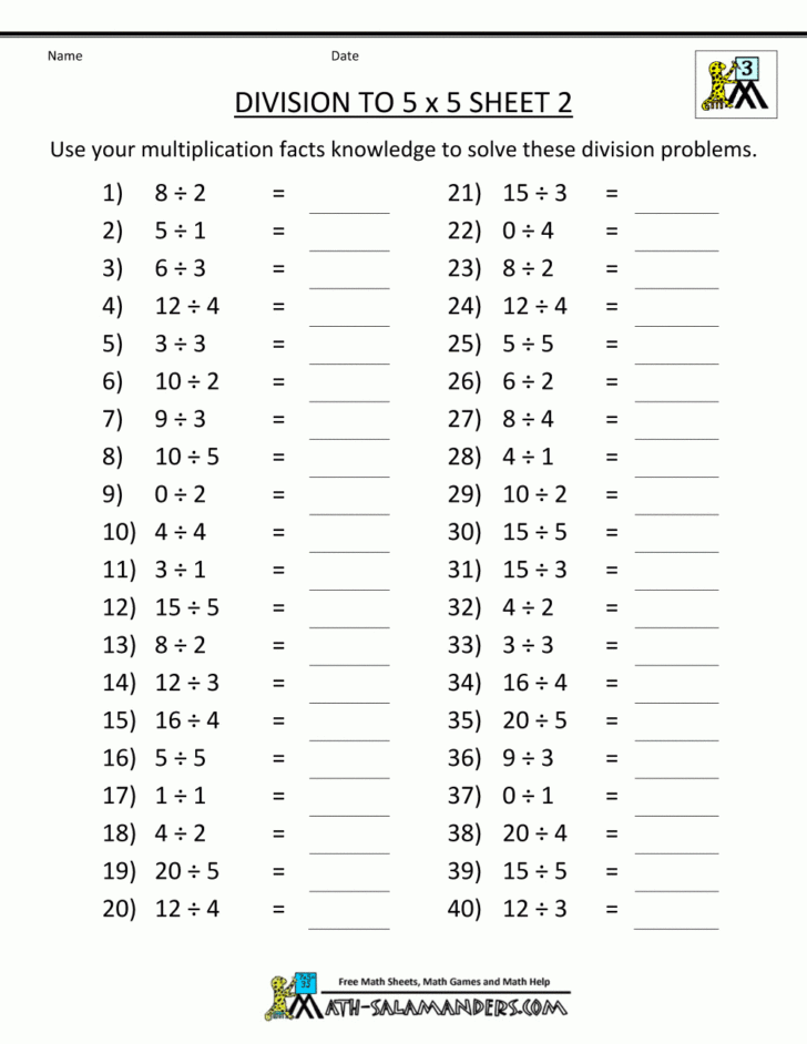 Math Division and Multiplication Worksheets