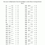 Division Facts Worksheets Pertaining To Free Multiplication And Division Worksheets