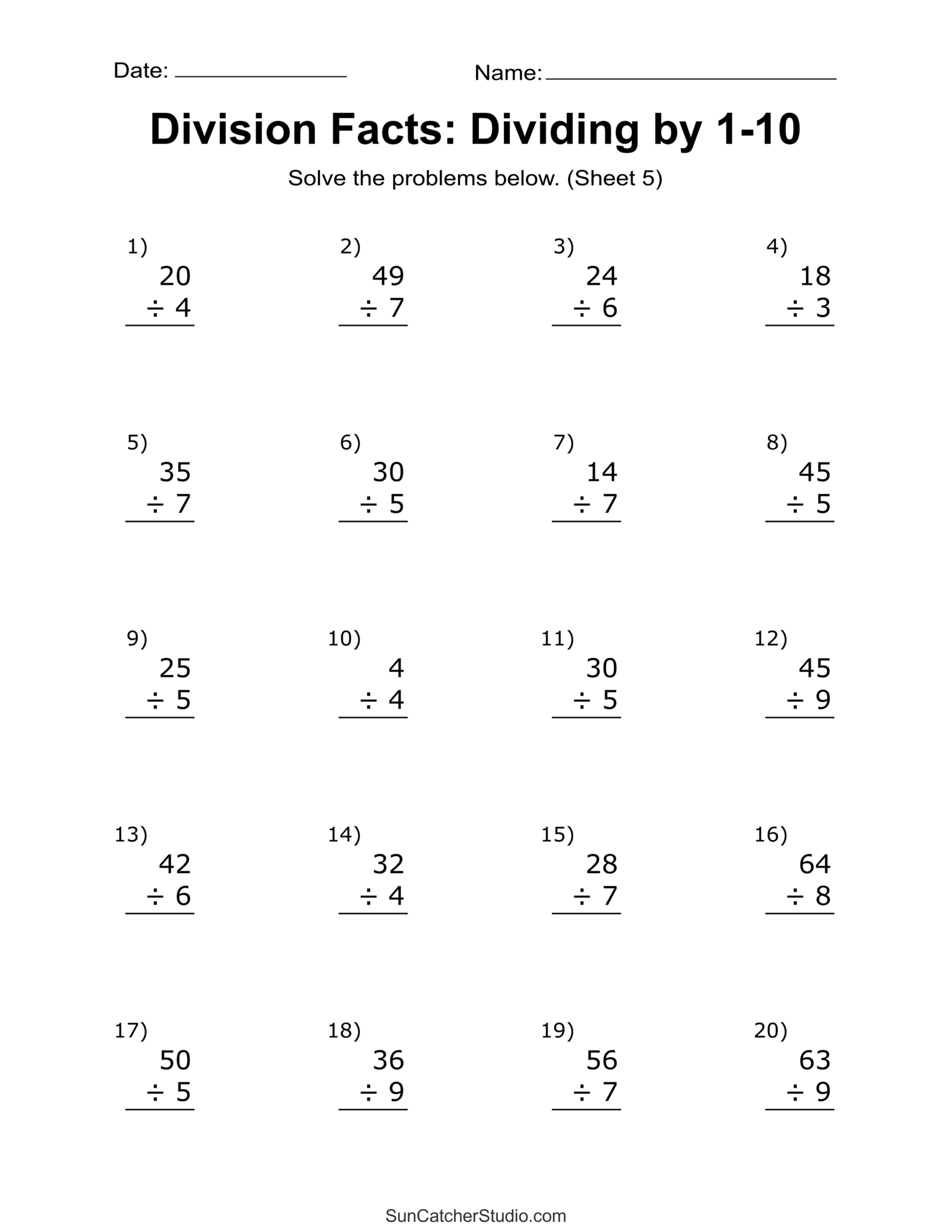 Division Worksheets &amp;amp; Problems (Free Printable Math Drills) – Free regarding Free Multiplication and Division Worksheets