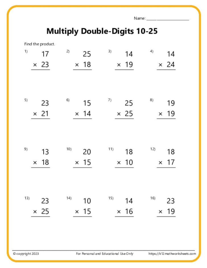 Multiplication Worksheets 2 Digit by 3 Digit Multiplication Worksheets 2 Digit by 3 Digit