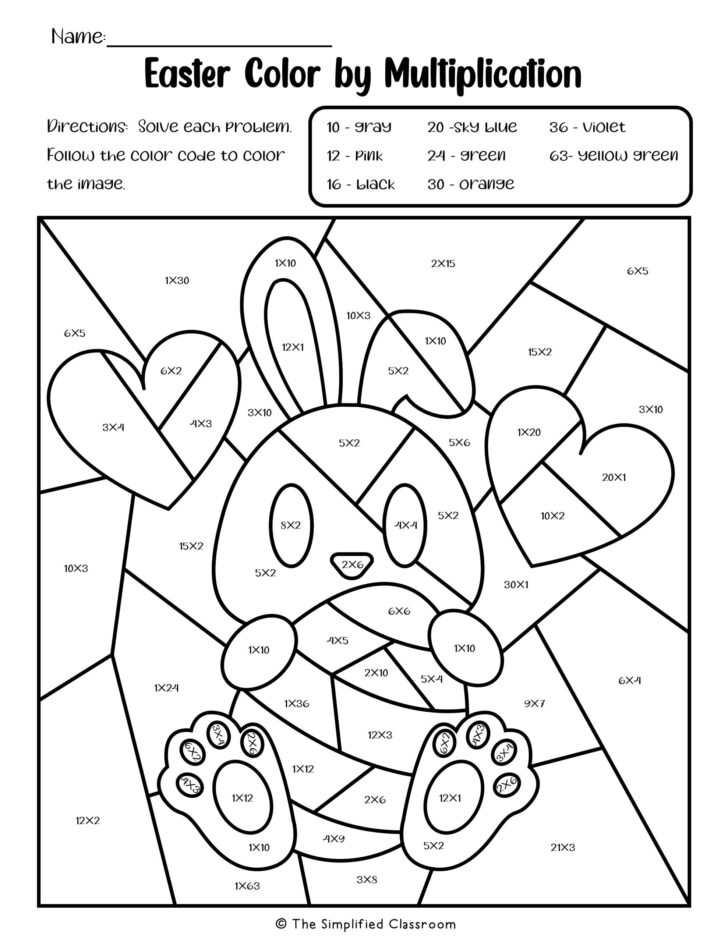Multiplication Math Coloring Worksheets