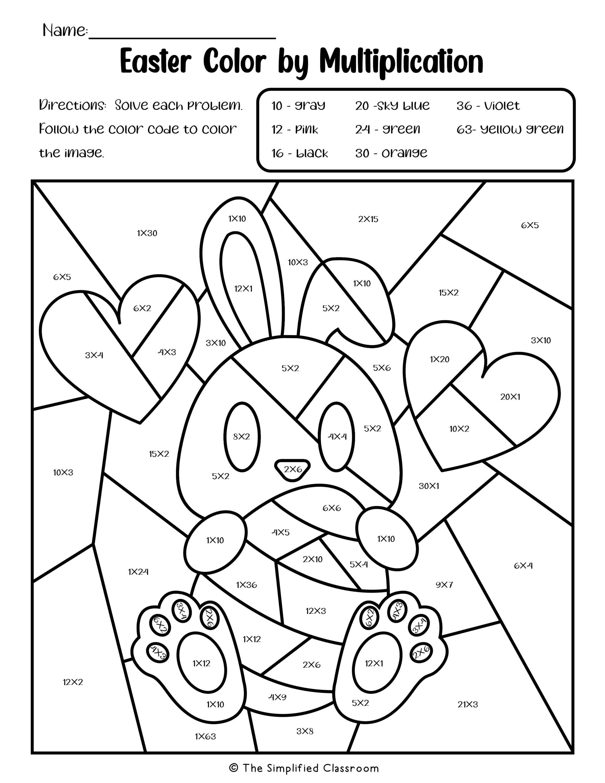 Easter Colorcode Multiplication Worksheets For 2Nd 3Rd with Coloring Multiplication Worksheets