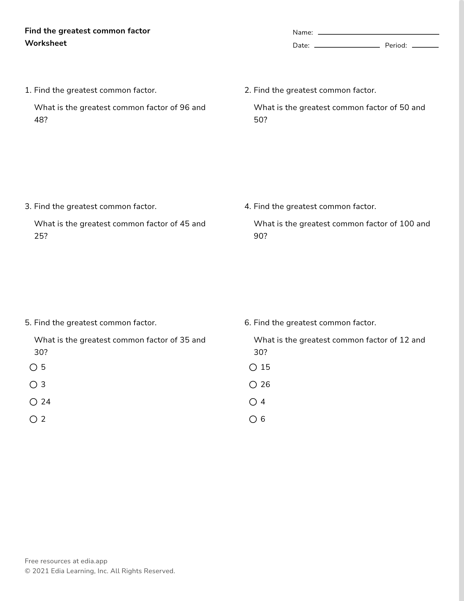 Edia | Ai Platform For Student Outcomes regarding Lowest Common Multiple And Highest Common Factor Worksheets