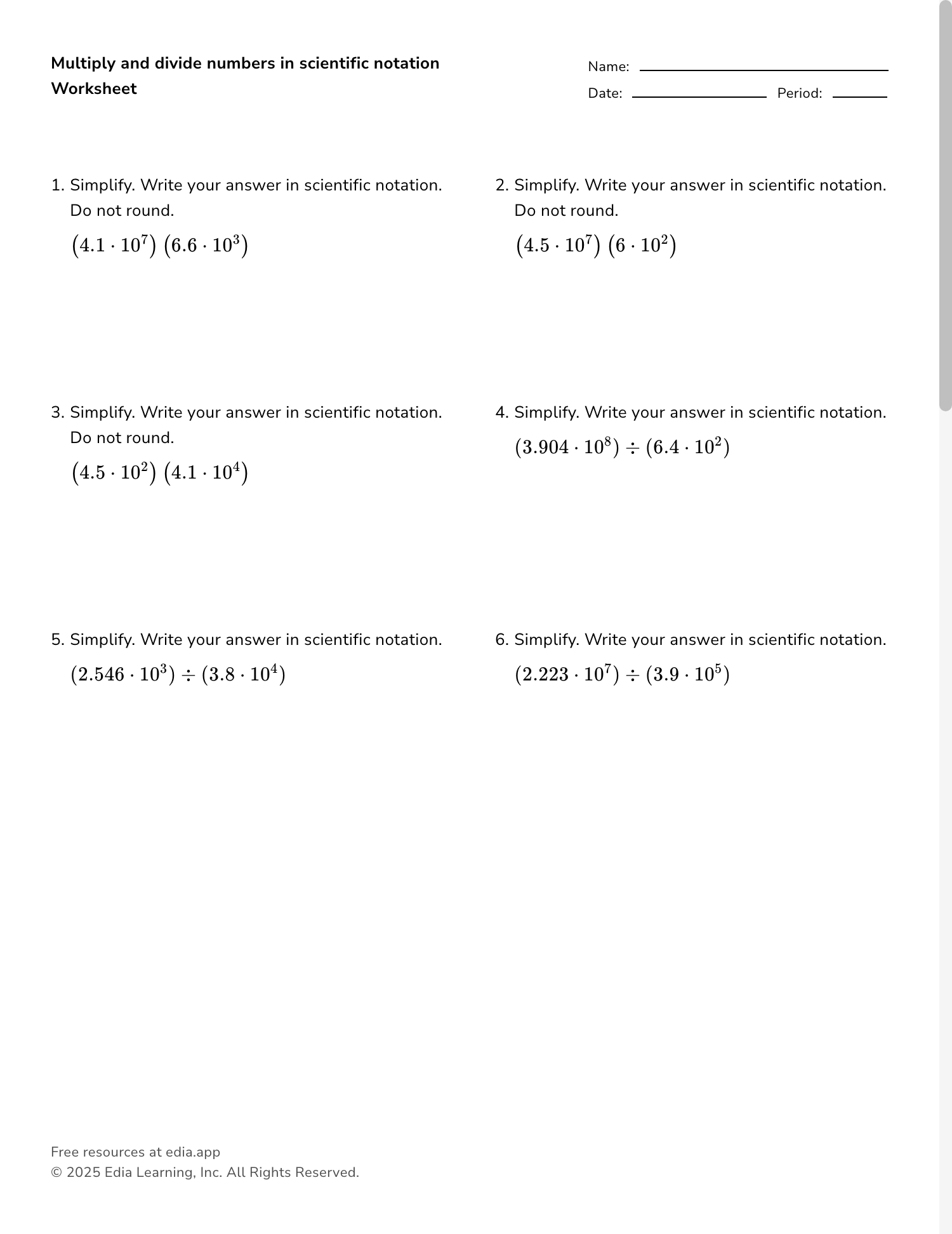 Edia | Ai Platform For Student Outcomes throughout Multiplication and Division with Scientific Notation Worksheet