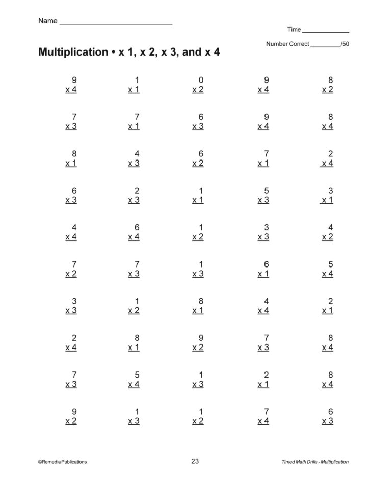 Multiplication Timed Test Worksheets Multiplication Timed Test Worksheets