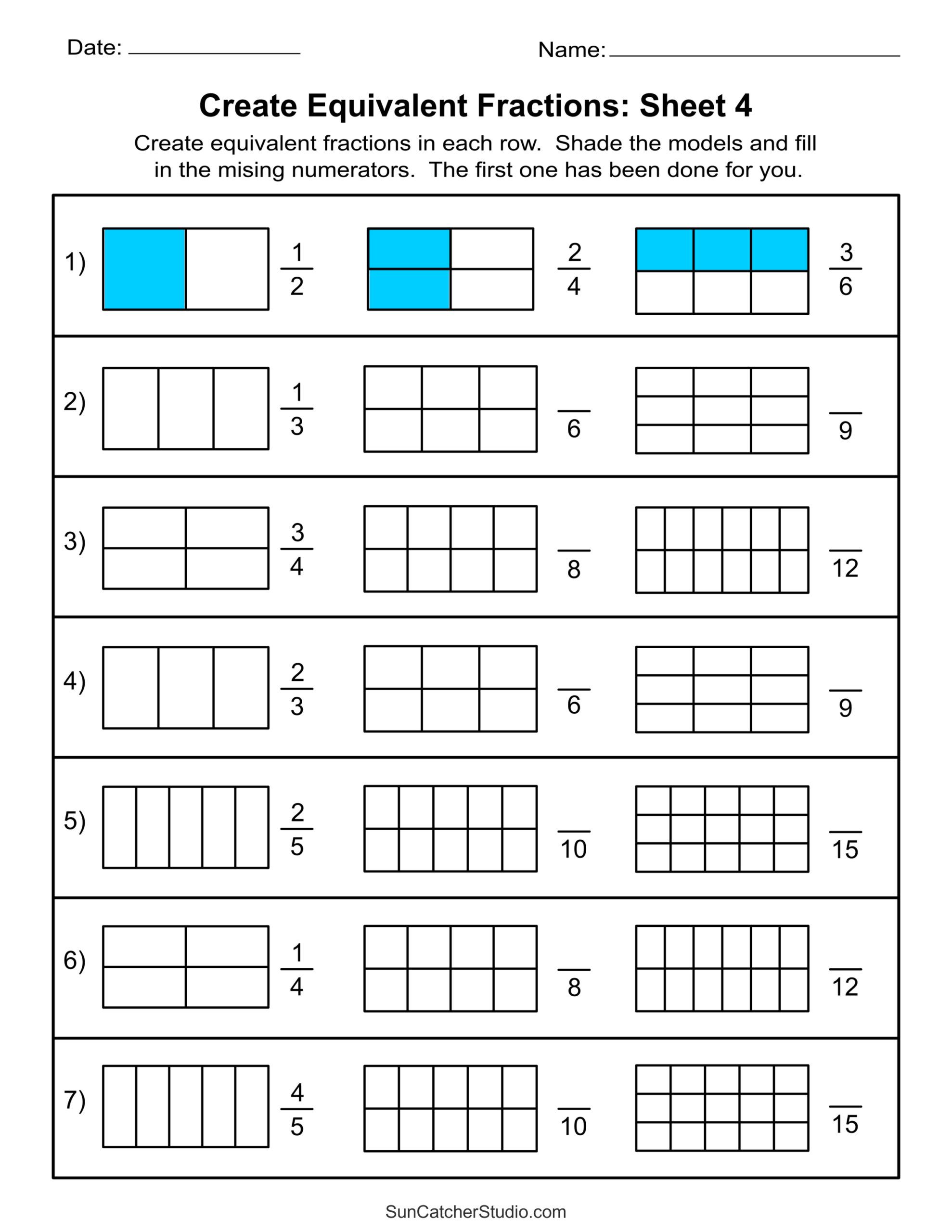 Equivalent Fractions (Finding And Writing Equal Fractions) – Free for Equivalent Fractions Using Multiplication Worksheet