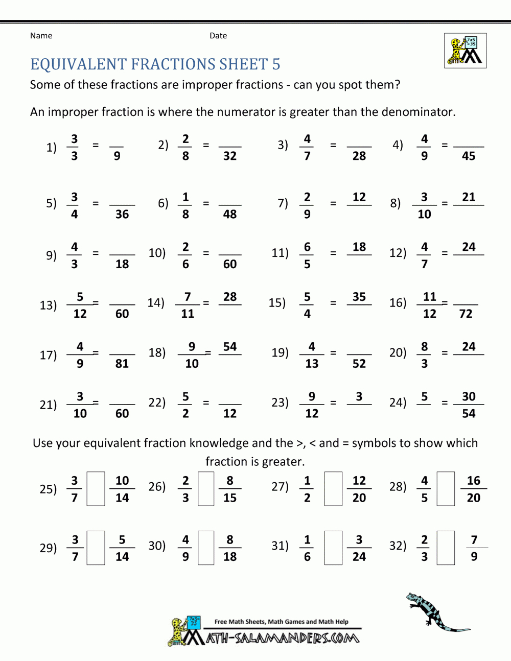 Equivalent Fractions Worksheet with regard to Equivalent Fractions Using Multiplication Worksheet
