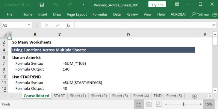 Working with Multiple Worksheets Working with Multiple Worksheets