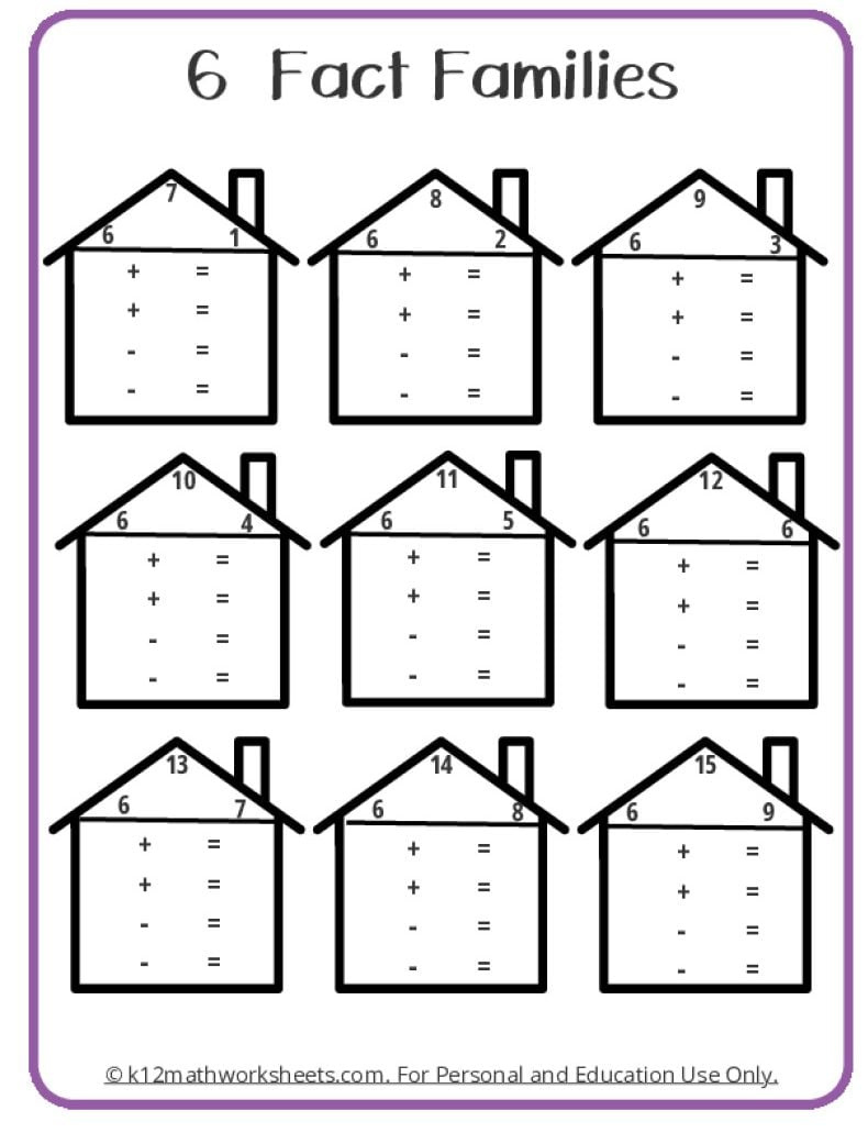 Fact Family Worksheets within Multiplication Division Fact Family Worksheets