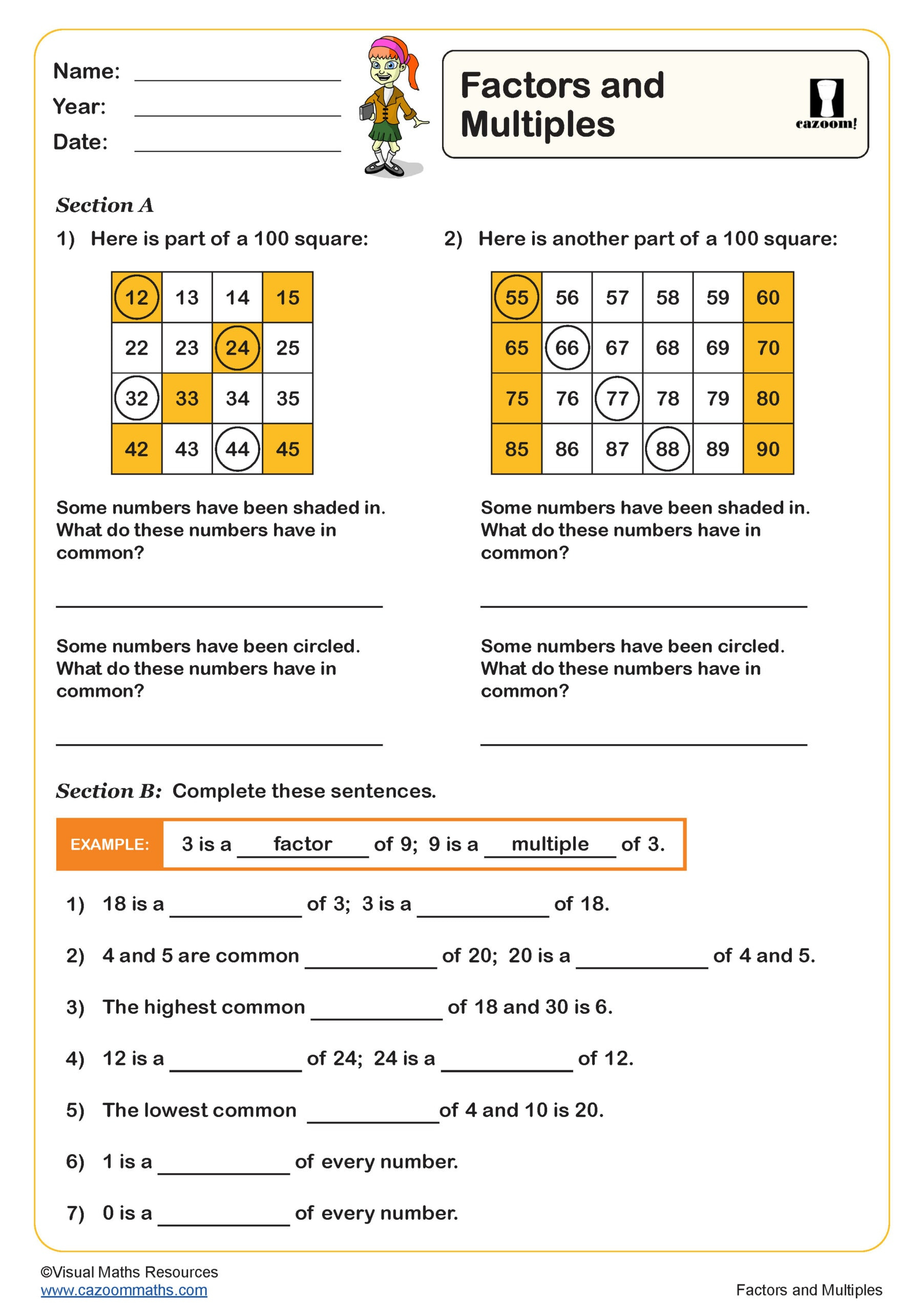 Factors And Multiples Worksheet | Fun And Engaging Year 5 Pdf with regard to Worksheets For Factors and Multiples