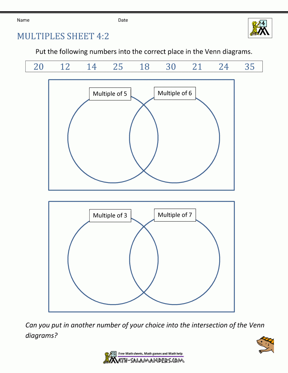 Factors And Multiples Worksheet throughout Find The Multiples Worksheet