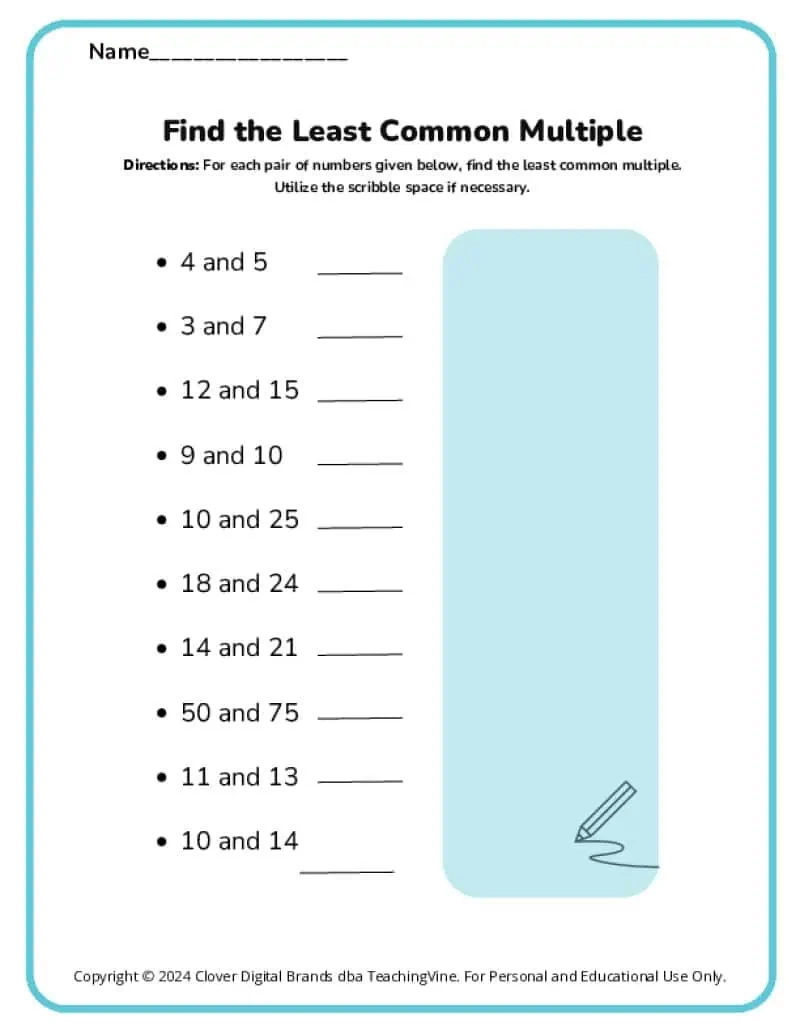 Factors And Multiples Worksheets regarding Find Common Multiples Worksheet