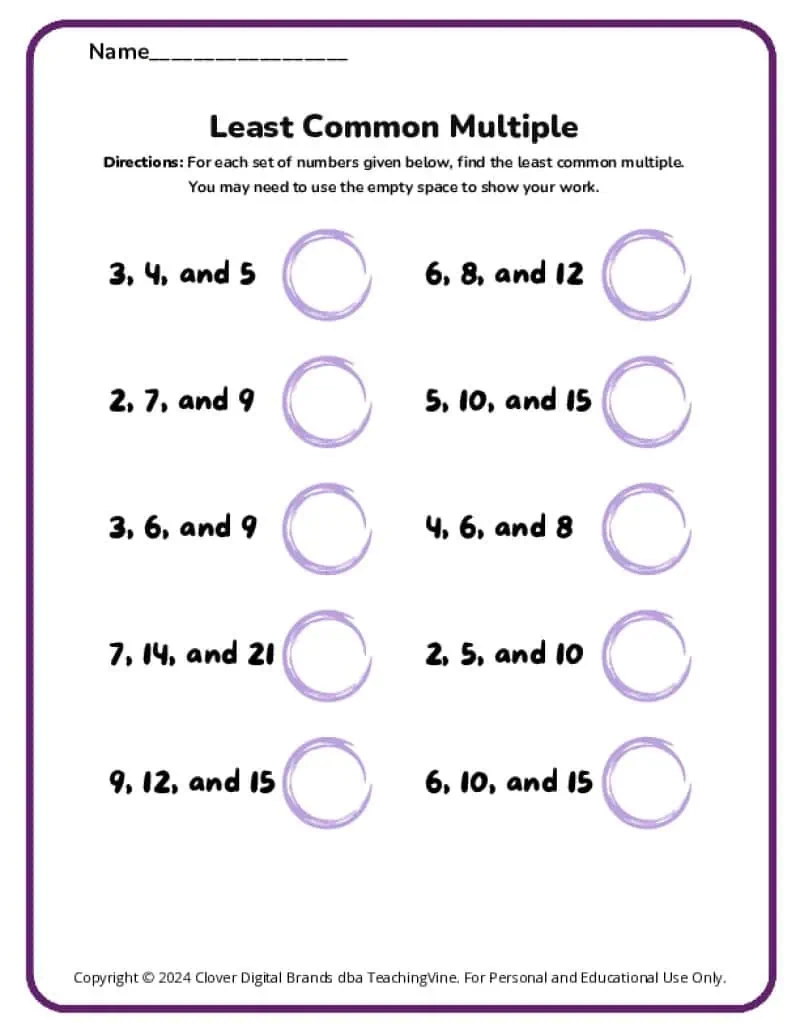 Factors And Multiples Worksheets with Multiples Of 3 Worksheet
