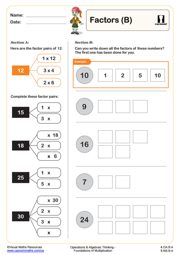 Factors of Multiplication Worksheets Factors of Multiplication Worksheets