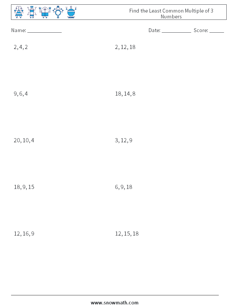 Find The Least Common Multiple Of 3 Numbers Math Worksheets, Math with regard to Least Common Multiple Worksheets