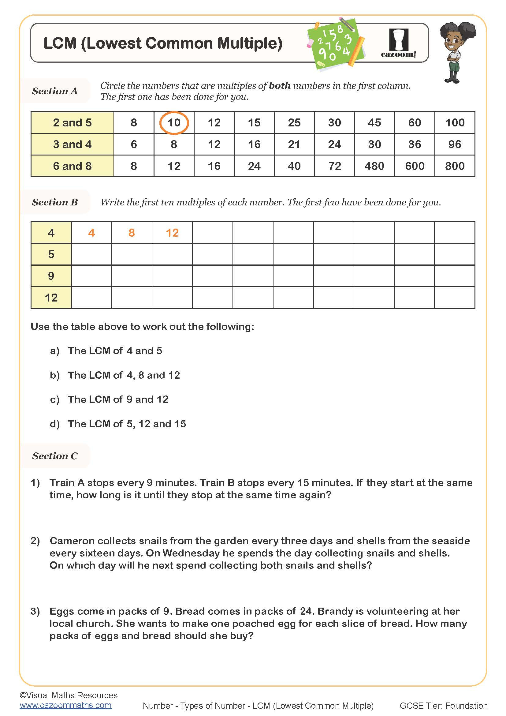 Finding Hcf And Lcm - Including The Use Of Venn Diagrams Worksheet with regard to Finding Common Multiples Worksheet