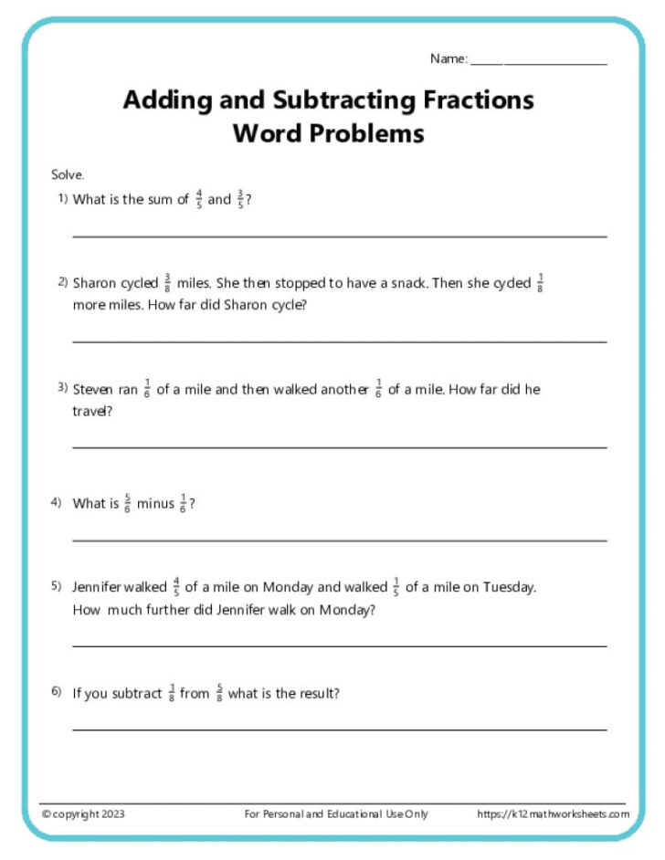 Multiplication Word Problem Worksheets