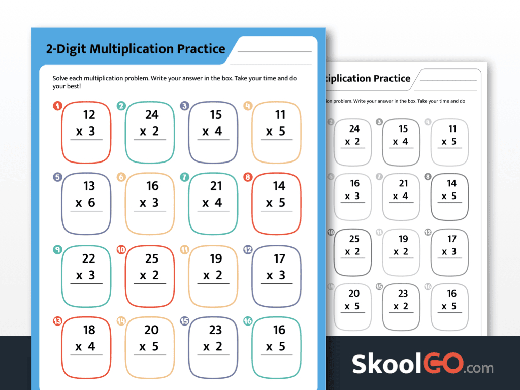 Free 2-Digit Multiplication Worksheet For Grades 2–4 in Free 2 Digit Multiplication Worksheets